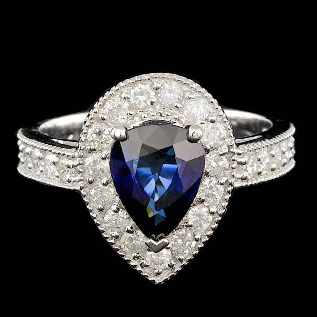 14k Gold 2.00ct Sapphire 0.85ct Diamond Ring: Retail: $11,600.00 ****** 14k Gold 2.00ct Sapphire 0.85ct Diamond Ring ****** Metal: 14k Solid White Gold / Size: 7.25 / Total Item Weight: 5.0 grams / Country Made: United States / / Main Stone: Sapp