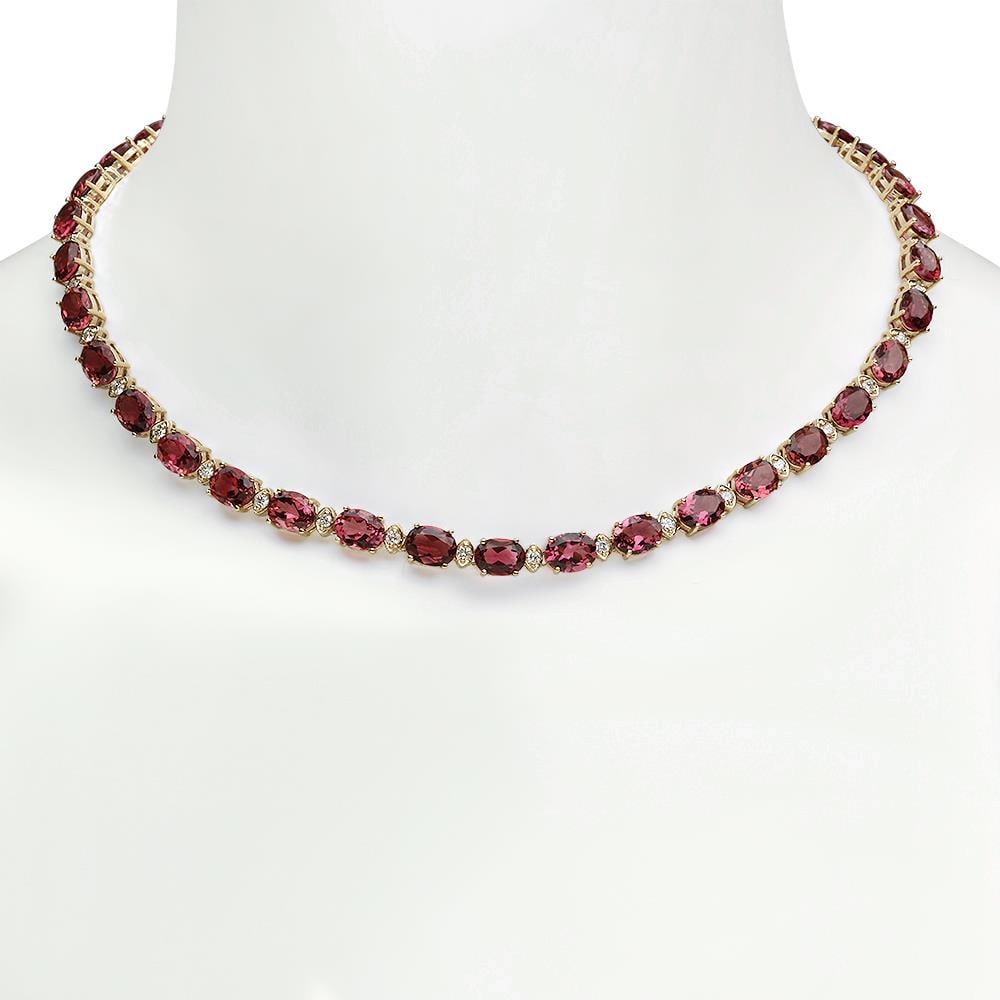 14K Gold 44.66ct Tourmaline 1.93ct Diamond Necklace: Retail: $37,176.00 ****** 14K Gold 44.66ct Tourmaline 1.93ct Diamond Necklace ****** Metal: 14K Solid Gold / Total Item Weight: 32.0 grams / Country Made: United States / / Main Stone: Tourmaline / Co