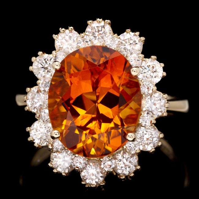 14k Gold 4.50ct Citrine 1.35ct Diamond Ring: Retail: $8,900.00 ****** 14k Gold 4.50ct Citrine 1.35ct Diamond Ring ****** Metal: 14k Solid Yellow Gold / Size: 7 / Total Item Weight: 6.0 grams / Country Made: United States / / Main Stone: Citrine 