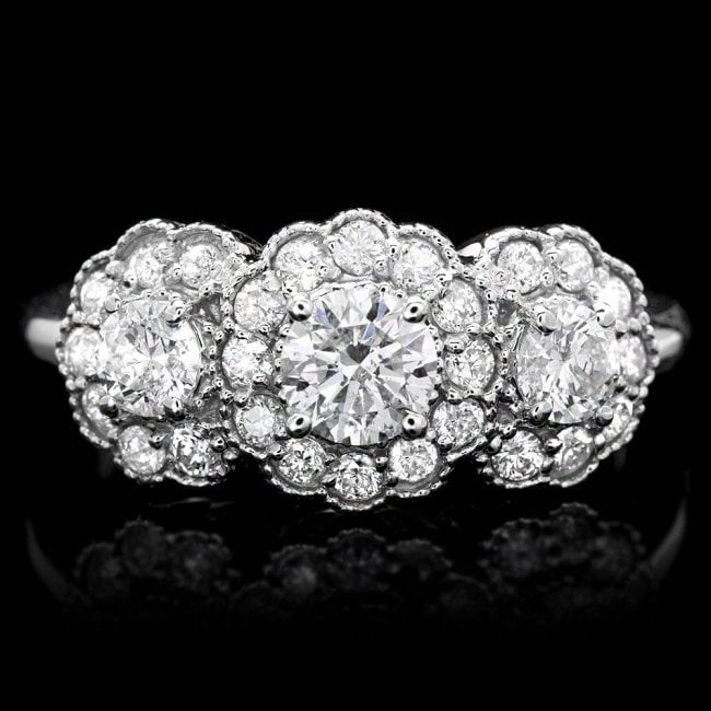 14k White Gold 1.3ct Diamond Ring: Retail: $8,950.00 ****** 14k White Gold 1.3ct Diamond Ring ****** Metal: 14k Solid White Gold / Size: 7.25 / Total Item Weight: 4.5 grams / Country Made: United States / / Main Stone: Diamond / Color:
