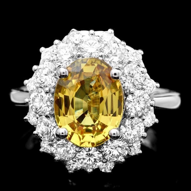 14k Gold 3.20ct Sapphire 1.60ct Diamond Ring: Retail: $18,900.00 ****** 14k Gold 3.20ct Sapphire 1.60ct Diamond Ring ****** Metal: 14k Solid White Gold / Size: 7.5 / Total Item Weight: 6.0 grams / Country Made: United States / / Main Stone: Sapph