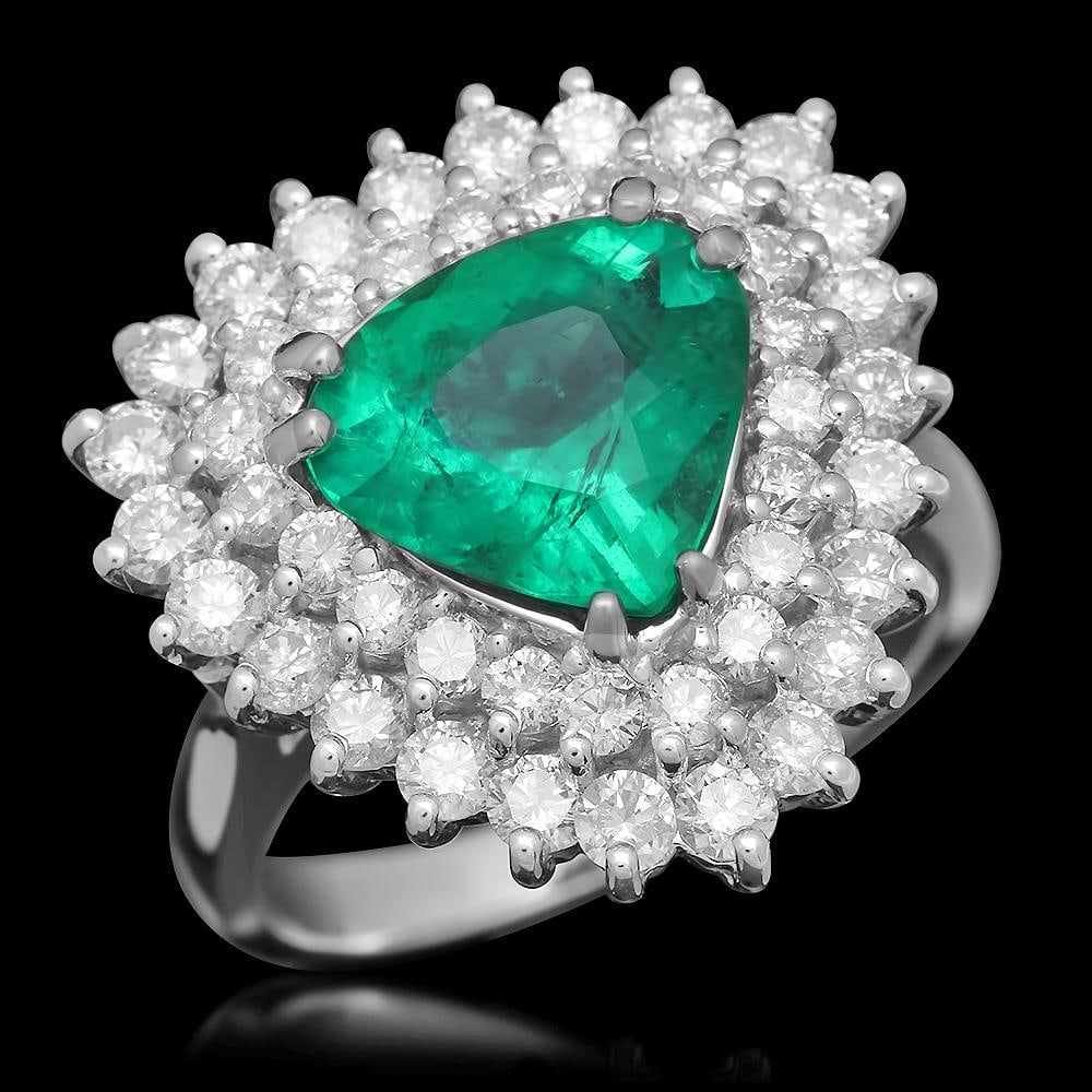 14K Gold 2.28 Emerald 1.70 Diamond Ring: Retail: $13,675.00 ****** 14K Gold 2.28 Emerald 1.70 Diamond Ring ****** Metal: 14K Solid Gold / Total Item Weight: 8.4 grams / Country Made: United States / / Main Stone: Emerald / Color: Green / Car