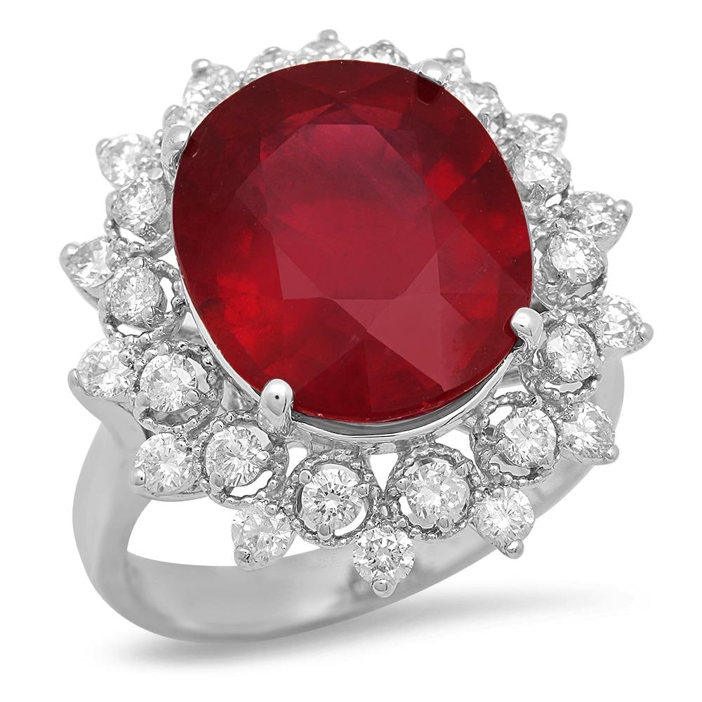 14K Gold 9.51ct Ruby 0.92cts Diamond Ring: Retail: $6,390.00 ****** 14K Gold 9.51ct Ruby 0.92cts Diamond Ring ****** Metal: 14K White Gold / Total Item Weight: 6.9 grams / Country Made: United States / / Main Stone: Ruby / Color: Red / Carat T