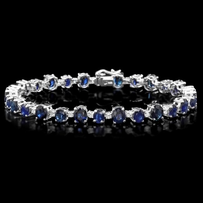 14k Gold 16.30ct Sapphire 1.10ct Diamond Bracelet: Retail: $16,500.00 ****** 14k Gold 16.30ct Sapphire 1.10ct Diamond Bracelet ****** Metal: 14k Solid White Gold / Size: 8 / Total Item Weight: 16.9 grams / Country Made: United States / / Main Stone: S
