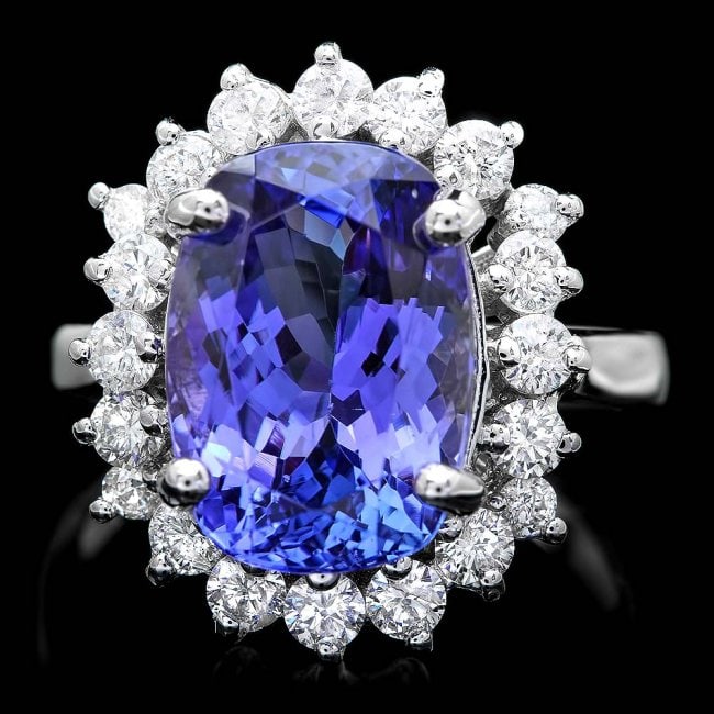 18k Gold 6.00ct Tanzanite 1.00ct Diamond Ring: Retail: $28,750.00 ****** 18k Gold 6.00ct Tanzanite 1.00ct Diamond Ring ****** Metal: 18k Solid White Gold / Size: 6.75 / Total Item Weight: 7.5 grams / Country Made: United States / / Main Stone: Tan