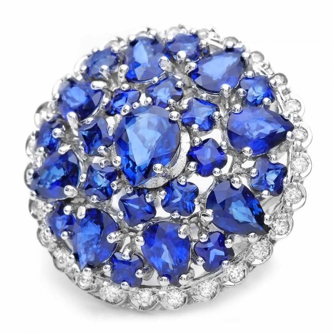 14k Gold 12.5ct Sapphire 0.75ct Diamond Ring: Retail: $9,300.00 ****** 14k Gold 12.5ct Sapphire 0.75ct Diamond Ring ****** Metal: 14k Solid White Gold / Size: 6 / Total Item Weight: 14.0 grams / Country Made: United States / / Main Stone: Sapphir