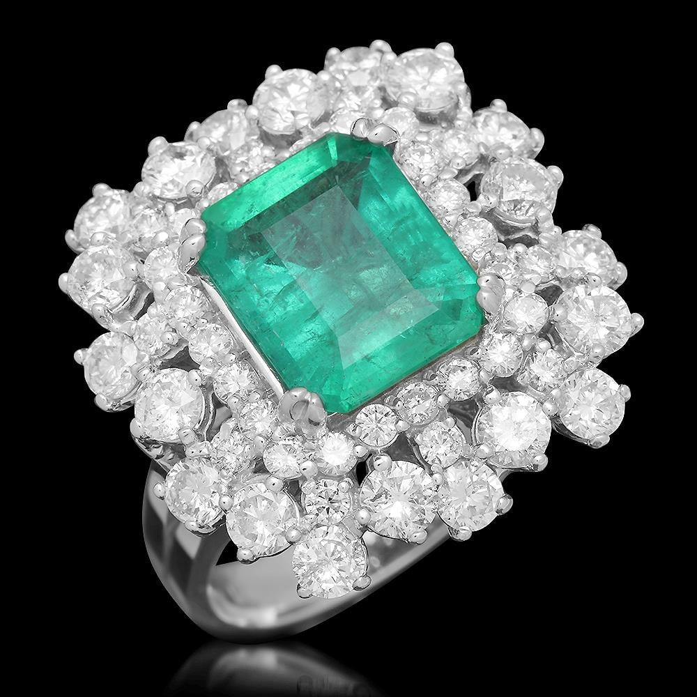 14K Gold 2.90 Emerald 2.71 Diamond Ring: Retail: $17,853.00 ******14K Gold 2.90 Emerald 2.71 Diamond Ring ****** Metal: 14K Solid Gold / Total Item Weight: 10.6 grams / Country Made: United States / / Main Stone: Emerald / Color: Green / Car