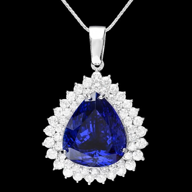 14k Gold 22ct Tanzanite 2.70ct Diamond Pendant: Retail: $68,000.00 ****** 14k Gold 22ct Tanzanite 2.70ct Diamond Pendant ****** Metal: 14k Solid White Gold / Size: 16 / Total Item Weight: 13.5 grams / Country Made: United States / / Main Stone: Tan