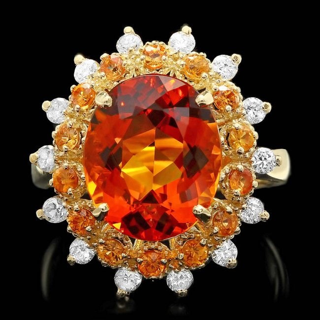 14k Gold 5.00ct Citrine 0.40ct Diamond Ring: Retail: $5,000.00 ****** 14k Gold 5.00ct Citrine 0.40ct Diamond Ring ****** Metal: 14k Solid Yellow Gold / Size: 7.5 / Total Item Weight: 5.5 grams / Country Made: United States / / Main Stone: Citrin