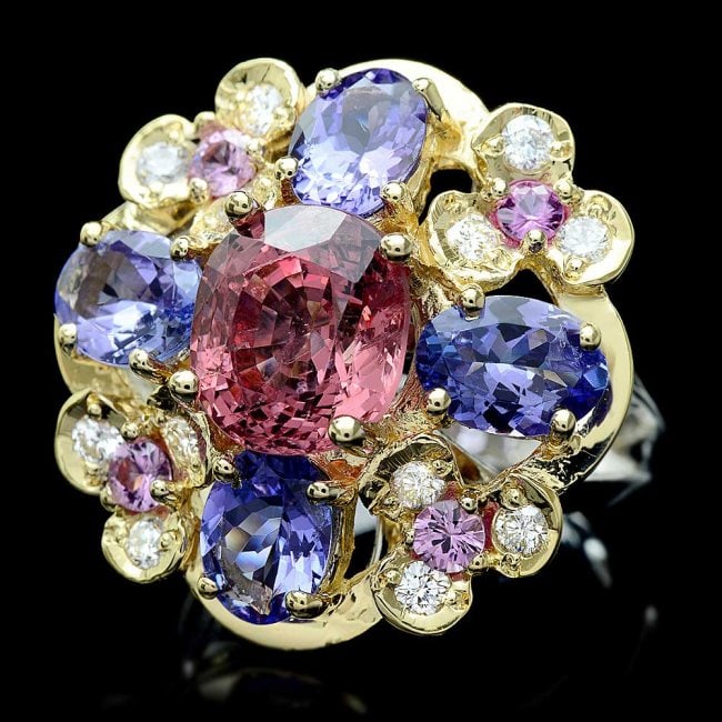 14k Gold 3.00ct Spinel 0.50ct Diamond Ring: Retail: $8,500.00 ****** 14k Gold 3.00ct Spinel 0.50ct Diamond Ring ****** Metal: 14k Solid Multi-Tone Gold / Size: 7 / Total Item Weight: 10.5 grams / Country Made: United States / / Main Stone: Spin
