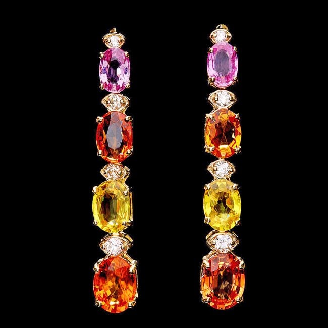 14k Gold 8ct Sapphire 0.40ct Diamond Earrings: Retail: $4,900.00 ****** 14k Gold 8ct Sapphire 0.40ct Diamond Earrings ****** Metal: 14k Solid Yellow Gold / Total Item Weight: 5.0 grams / Country Made: United States / / Main Stone: Sapphire / Color