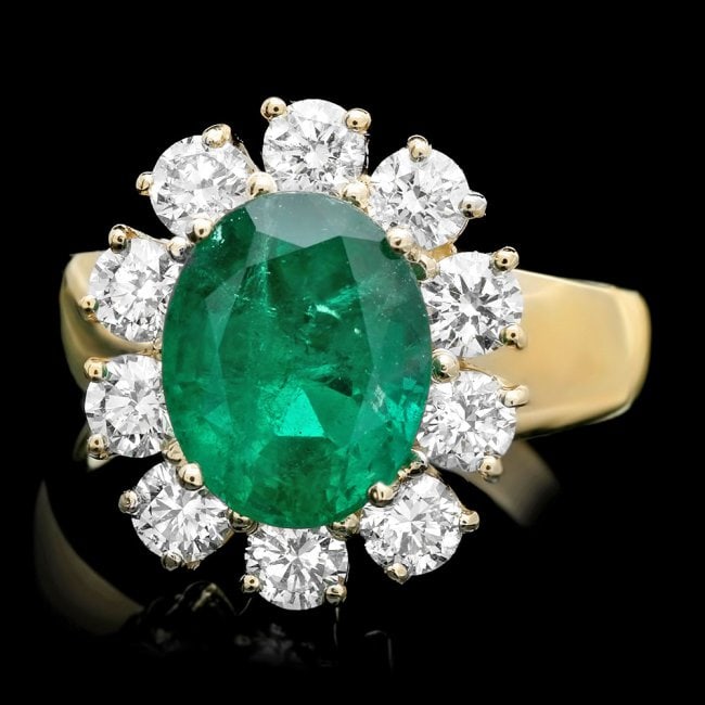 14k Gold 3.50ct Emerald 1.30ct Diamond Ring: Retail: $20,300.00 ****** 14k Gold 3.50ct Emerald 1.30ct Diamond Ring ****** Metal: 14k Solid Yellow Gold / Size: 7 / Total Item Weight: 6.5 grams / Country Made: United States / / Main Stone: Emerald