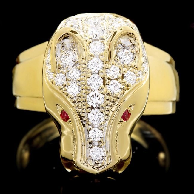 18k Gold 1.00ct Diamond 0.05ct Ruby Mens Ring: Retail: $8,500.00 ****** 18k Gold 1.00ct Diamond 0.05ct Ruby Mens Ring ****** Metal: 18k Solid Yellow Gold / Size: 11 / Total Item Weight: 17.0 grams / Country Made: United States / / Main Stone: Diam