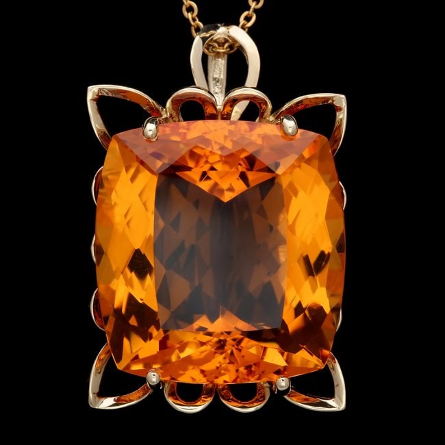 14k Yellow Gold 55.00ct Citrine Pendant: Retail: $8,400.00 ****** 14k Yellow Gold 55.00ct Citrine Pendant ****** Metal: 14k Solid Yellow Gold / Size: 16 / Total Item Weight: 19.5 grams / Country Made: United States / / Main Stone: Citrine / 
