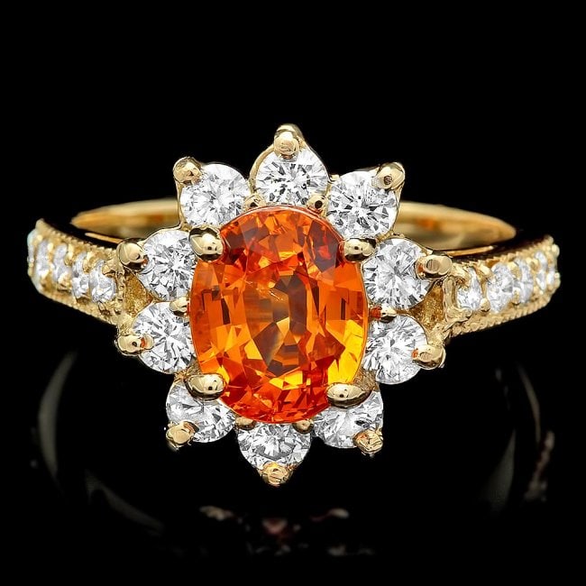 14k Yellow Gold 2.40ct Garnet 1ct Diamond Ring: Retail: $8,400.00 ****** 14k Yellow Gold 2.40ct Garnet 1ct Diamond Ring ****** Metal: 14k Solid Yellow Gold / Size: 7 / Total Item Weight: 4 grams / Country Made: United States / / Main Stone: Garnet 