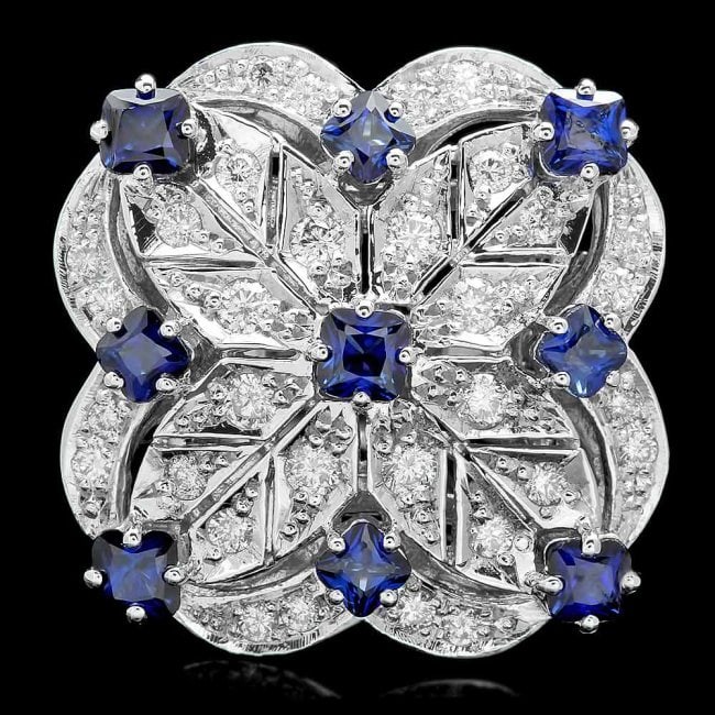 14k Gold 3.00ct Sapphire 1.15ct Diamond Ring: Retail: $15,900.00 ****** 14k Gold 3.00ct Sapphire 1.15ct Diamond Ring ****** Metal: 14k Solid White Gold / Size: 6.5 / Total Item Weight: 16.0 grams / Country Made: United States / / Main Stone: Sapp