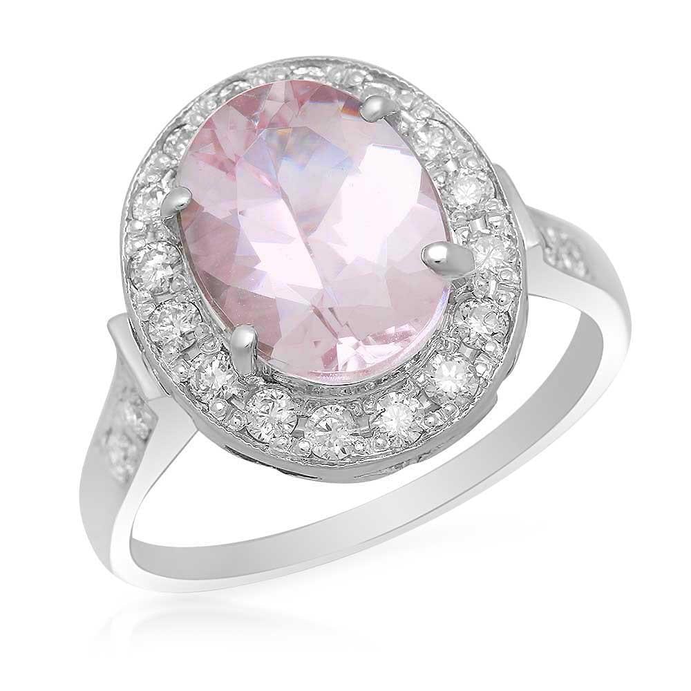14K Gold 2.66ct Morganite 0.55ct Diamond Ring: Retail: $4,128.00 ****** 14K Gold 2.66ct Morganite 0.55ct Diamond Ring ****** Metal: 14K Solid Gold / Total Item Weight: 4.2 grams / Country Made: United States / / Main Stone: Morganite / Color: Ligh