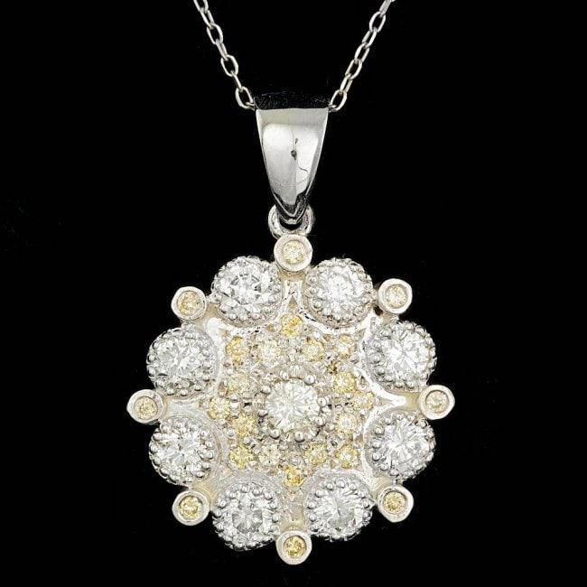 14k White Gold 2.1ct Diamond Pendant: Retail: $17,400.00 ****** 14k White Gold 2.1ct Diamond Pendant ****** Metal: 14k Solid White Gold / Size: 18 / Total Item Weight: 7.0 grams / Country Made: United States / / Main Stone: Diamond / Colo