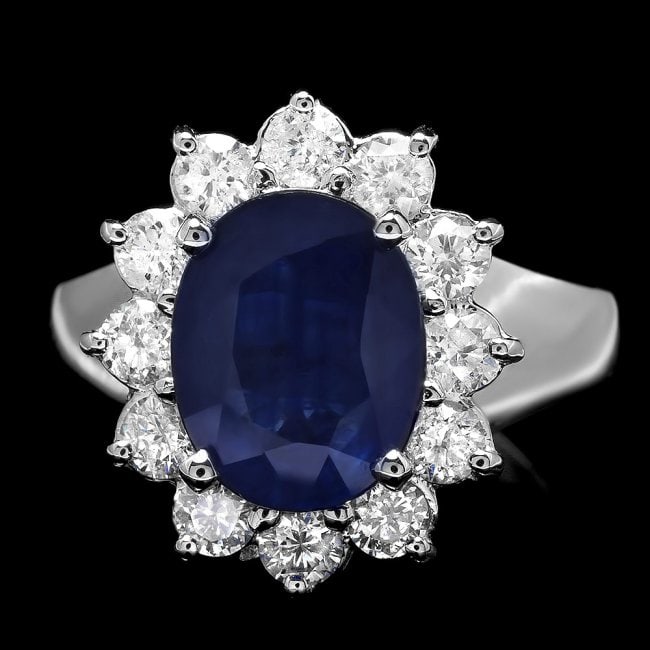14k Gold 3.00ct Sapphire 0.90ct Diamond Ring: Retail: $6,200.00 ****** 14k Gold 3.00ct Sapphire 0.90ct Diamond Ring ****** Metal: 14k Solid White Gold / Size: 7 / Total Item Weight: 5.0 grams / Country Made: United States / / Main Stone: Sapphire