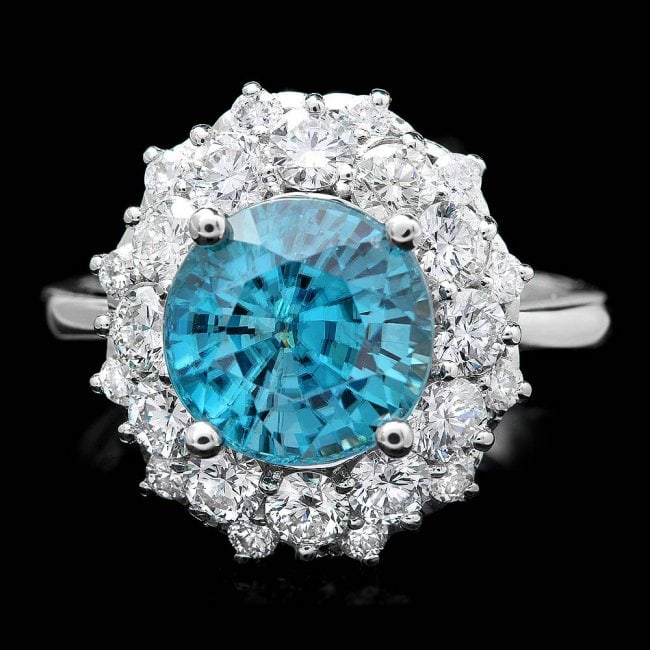 14k White Gold 5.50ct Zircon 1.60ct Diamond Ring: Retail: $14,630.00 ****** 14k White Gold 5.50ct Zircon 1.60ct Diamond Ring ****** Metal: 14k Solid White Gold / Size: 7.5 / Total Item Weight: 6.5 grams / Country Made: United States / / Main Stone: Z