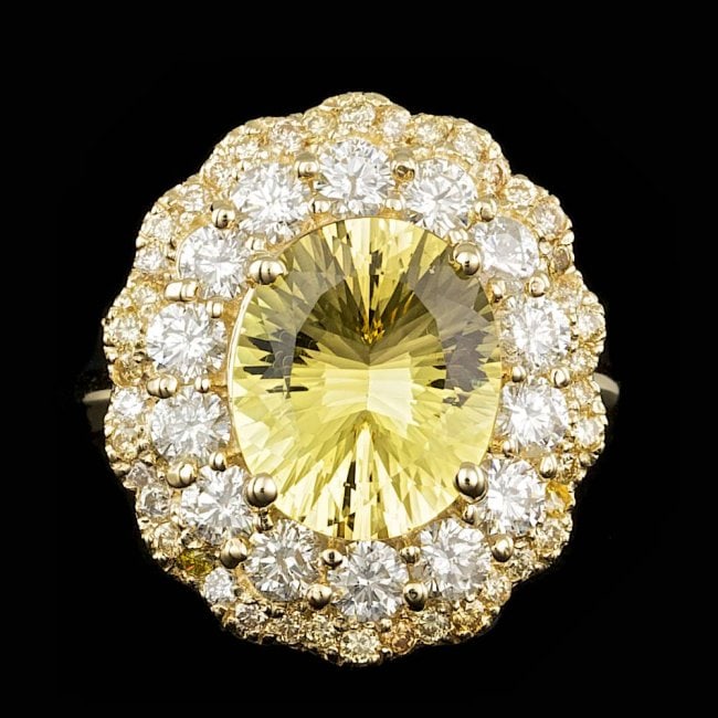 14k Yellow Gold 3.00ct Beryl 1.6ct Diamond Ring (1 of 4)