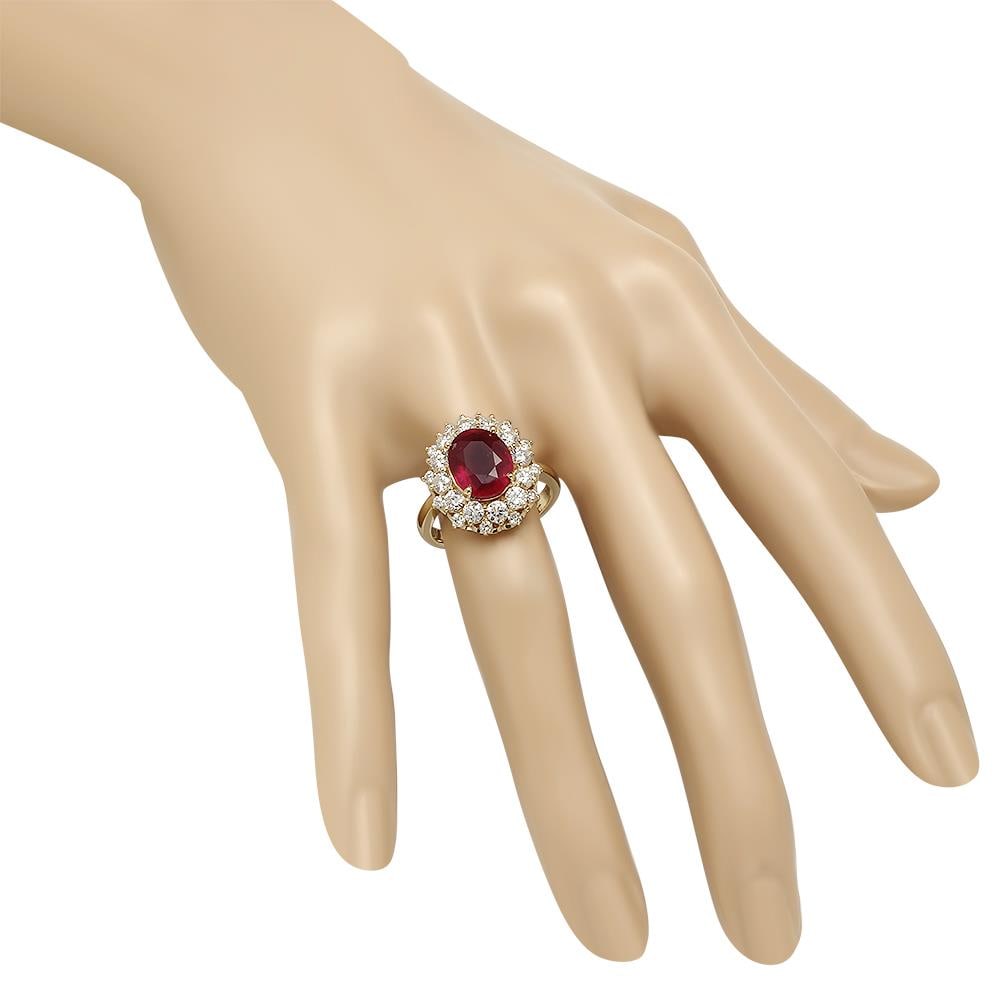 14K Gold 4.97ct Ruby 1.54ct Diamond Ring - 3