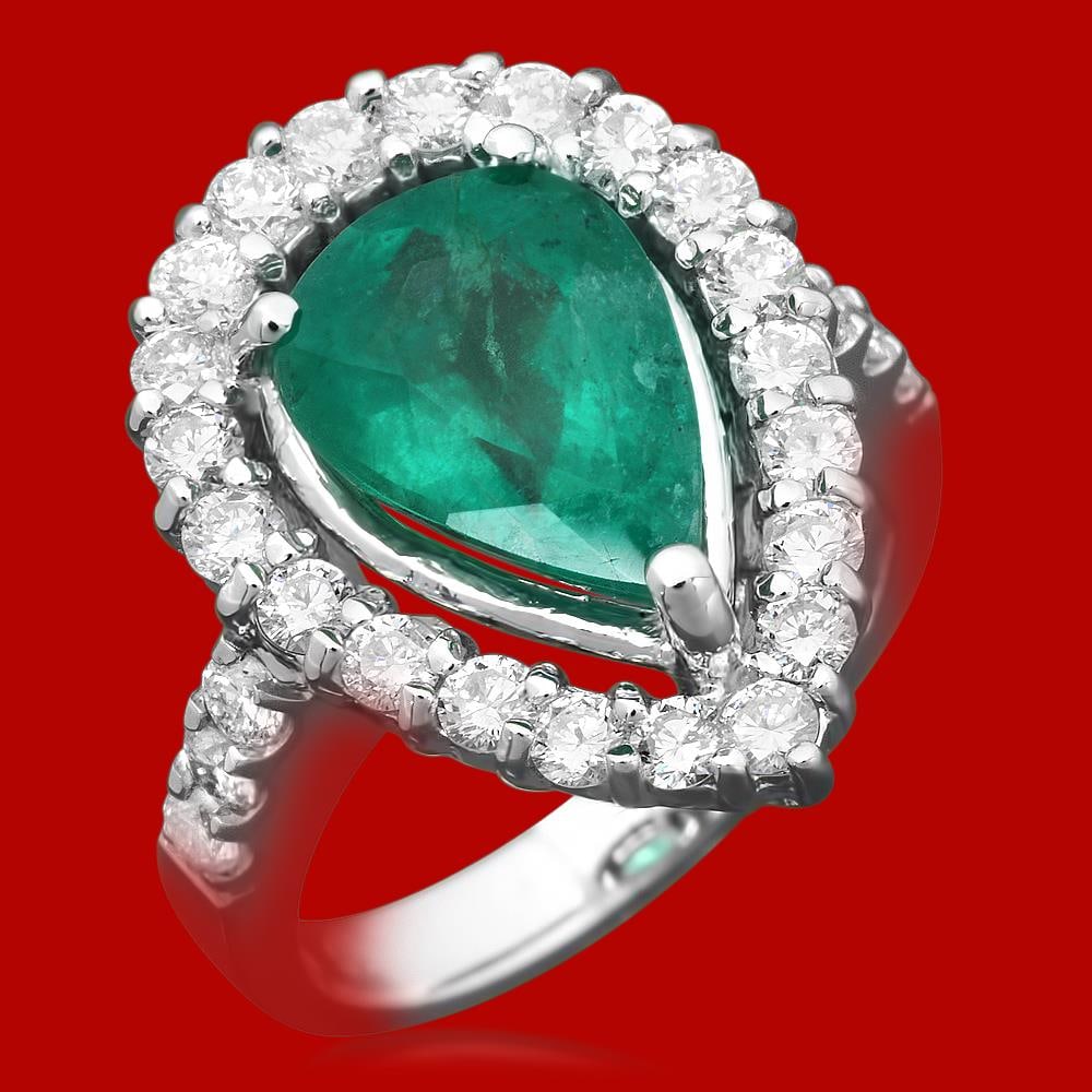 14k Gold 3.70ct Emerald 1.41ct Diamond Ring: Retail: $11,150.00 ****** 14k Gold 3.70ct Emerald 1.41ct Diamond Ring ****** Metal: 14k Solid White Gold / Size: 7 / Total Item Weight: 8.3 grams / Country Made: United States / / Main Stone: Emerald 