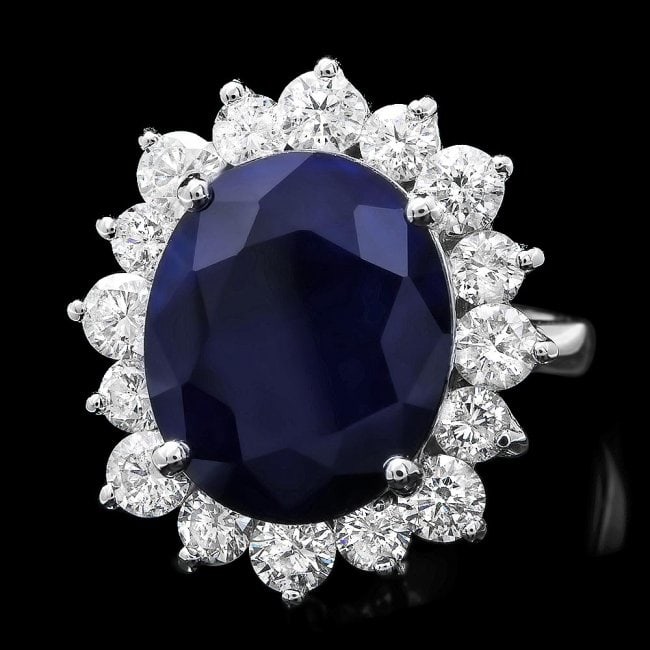 14k Gold 9.00ct Sapphire 2.00ct Diamond Ring: Retail: $9,850.00 ****** 14k Gold 9.00ct Sapphire 2.00ct Diamond Ring ****** Metal: 14k Solid White Gold / Size: 7 / Total Item Weight: 8 grams / Country Made: United States / / Main Stone: Sapphire /