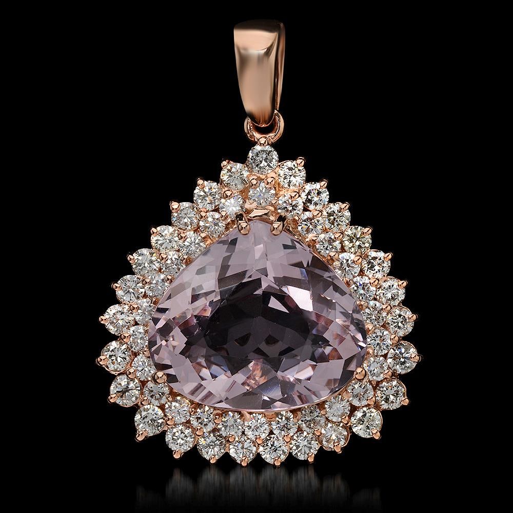 14K Gold 11.58ct Morganite 2.60ct Diamond Pendant: Retail: $15,580.00******14K Gold Morganite & Diamond Pendant ****** Metal: 14K Solid Gold / Total Item Weight: 10.4 grams / Country Made: United States / / Main Stone: Kunzite / Color: Pink / Carat To
