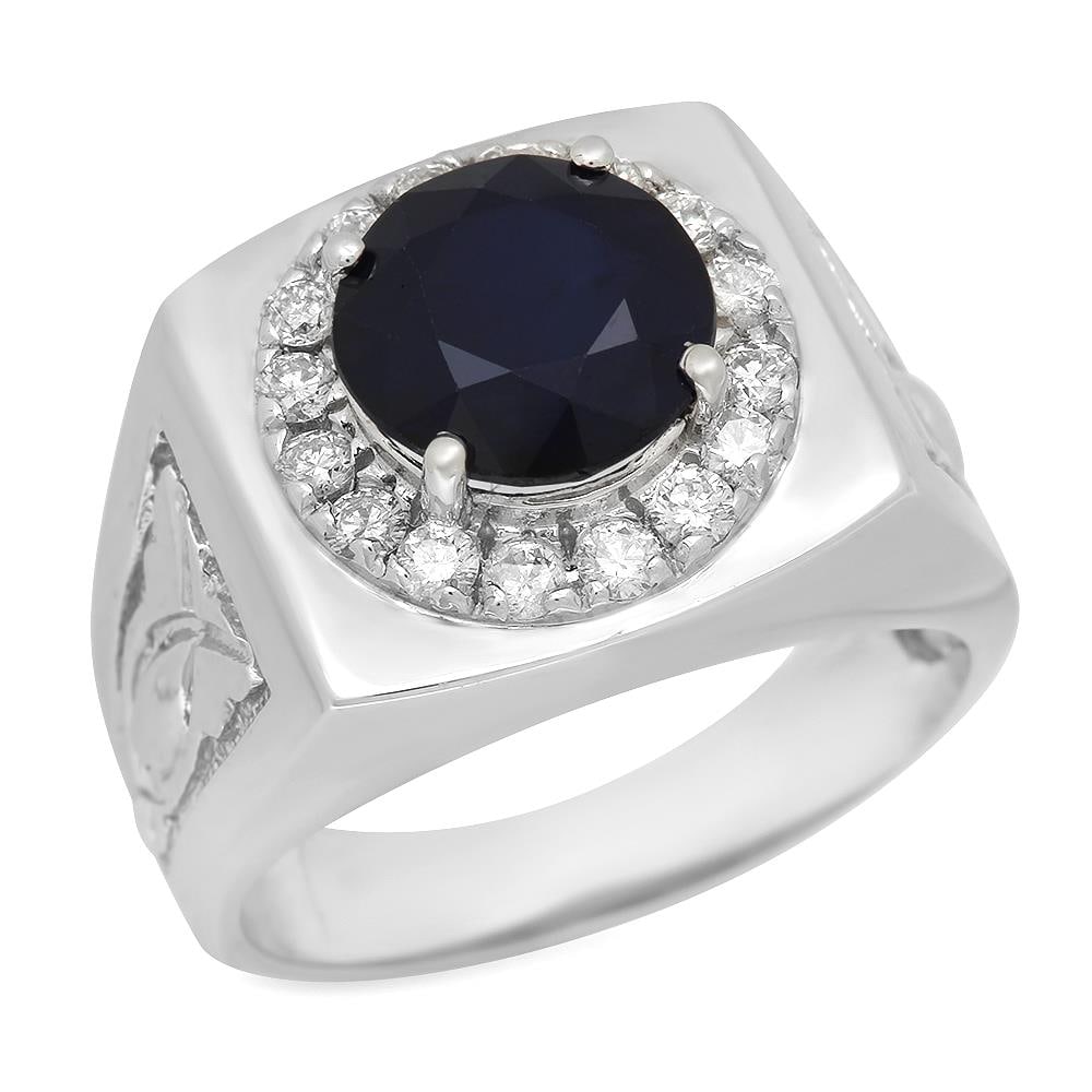 14K Gold 4.68ct Sapphire 0.64ct Diamond Ring: Retail: $6,144.00 ****** 114K Gold 4.68ct Sapphire 0.64ct Diamond Ring ****** Metal: 14K Solid Gold / Total Item Weight: 10.5 grams / Country Made: United States / / Main Stone: Sapphire / Color: Dark