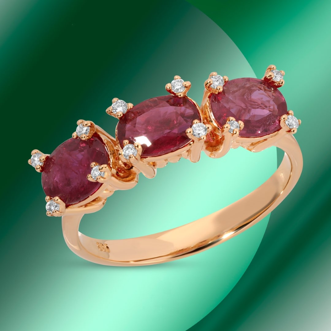 14k Gold 2.11ctc Ruby & 0.08ctc Diamond Ring (1 of 4)