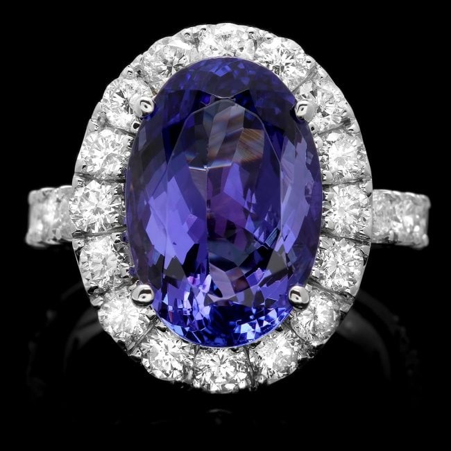 14k Gold 8.00ct Tanzanite 2.10ct Diamond Ring: Retail: $42,800.00 ****** 14k Gold 8.00ct Tanzanite 2.10ct Diamond Ring ****** Metal: 14k Solid White Gold / Size: 7 / Total Item Weight: 8.0 grams / Country Made: United States / / Main Stone: Tanzan