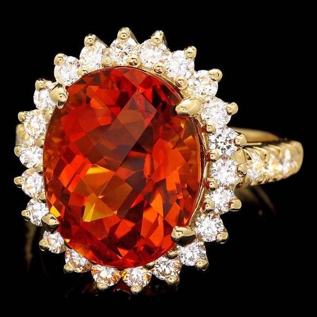 14k Gold 8.00ct Citrine 1.20ct Diamond Ring (1 of 5)