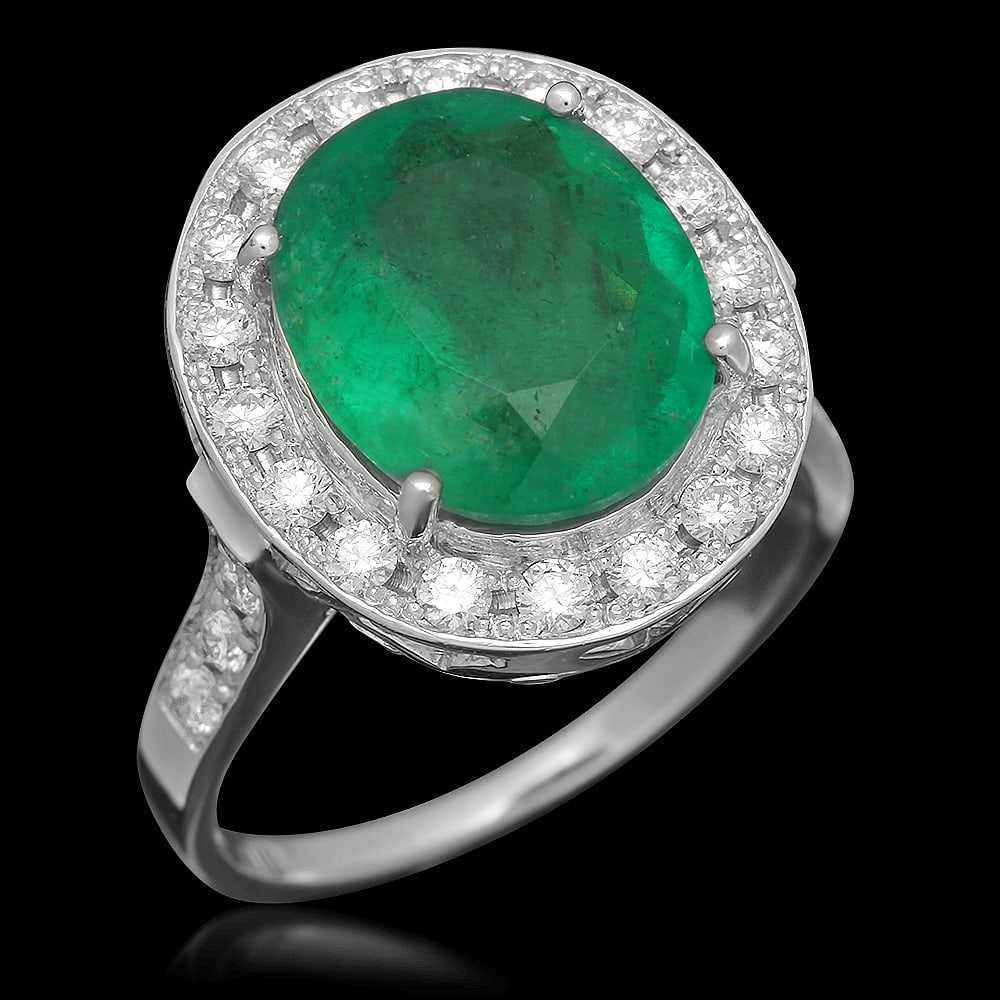 14K Gold 3.50ct Emerald 0.70ct Diamond Ring (1 of 5)