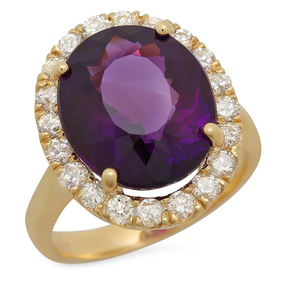 14K Gold 7.20ct Amethyst 1.10ct Diamond Ring: Retail: $7,245.00 ****** 14K Gold 7.20ct Amethyst 1.10ct Diamond Ring ****** Metal: 14K Solid Gold / Total Item Weight: 7.4 grams / Country Made: United States / / Main Stone: Amethyst / Color: Purple
