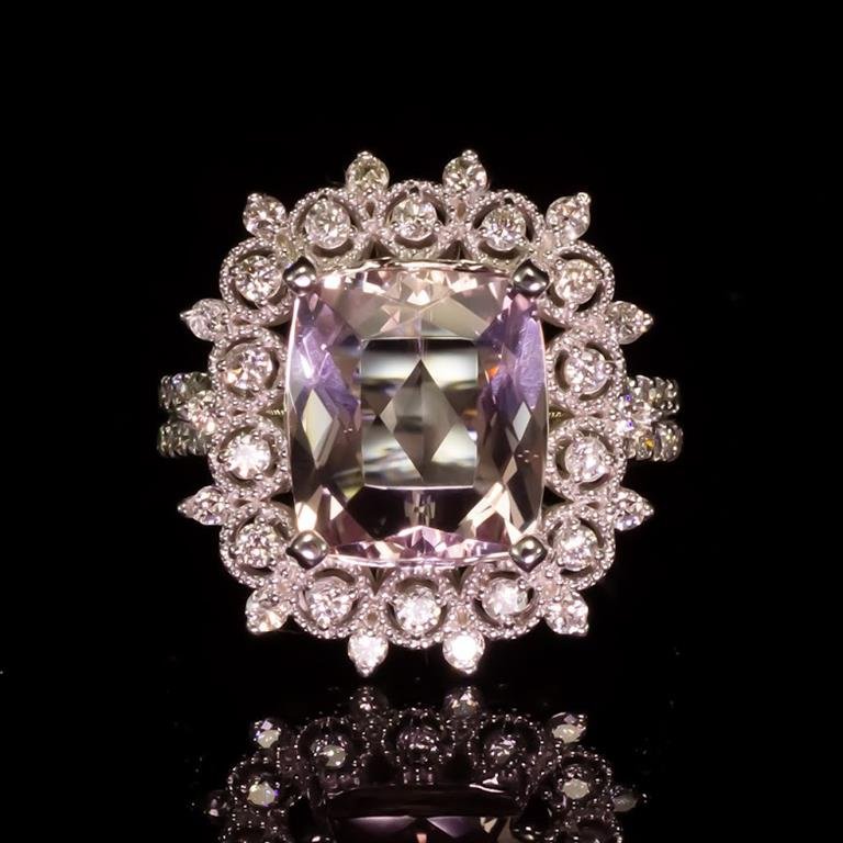 14K Gold 3.79ct Morganite 0.92ct Diamond Ring: Retail: $7,045.00 ****** Morganite & Diamond Ring ****** Metal: 14K Solid White Gold / Total Item Weight: 8.2 grams / Country Made: United States / / Main Stone: Morganite / Color: Very Light Pink / C