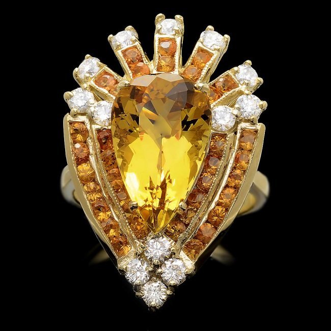 14k Yellow Gold 5.00ct Beryl 0.80ct Diamond Ring: Retail: $8,400.00 ****** 14k Yellow Gold 5.00ct Beryl 0.80ct Diamond Ring ****** Metal: 14k Solid Yellow Gold / Size: 7 / Total Item Weight: 9.0 grams / Country Made: United States / / Main Stone: Ber
