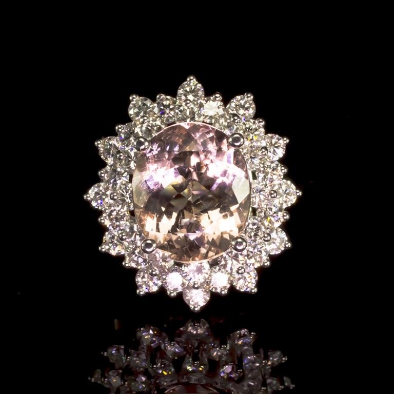 14K Gold 5.14ct Morganite 1.17ct Diamond Ring: Retail: $10,910.00****** Morganite & Diamond Ring ****** Metal: 14K Solid White Gold / Total Item Weight: 8.2 grams / Country Made: United States / / Main Stone: Morganite / Color: Very Light Pink / C