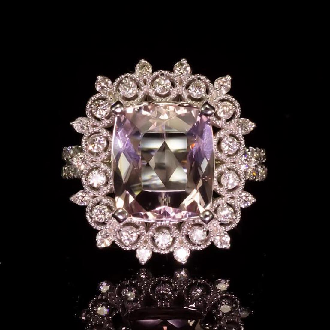 14K Gold 3.79ct Morganite 0.92ct Diamond Ring: Retail: $7,045.00 ****** Morganite & Diamond Ring ****** Metal: 14K Solid White Gold / Total Item Weight: 8.2 grams / Country Made: United States / / Main Stone: Morganite / Color: Very Light Pink / C