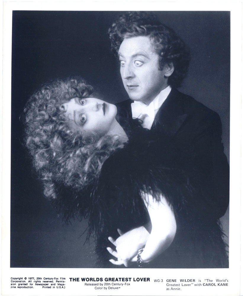 Wilder, Kane 1977 Movie Photo-WORLD'S GREATEST LOVER: This is a vintage 1977 photograph of Gene Wilder and Carol Kane in The World's Greatest Lover. Stamped 1978 on reverse. SIZE: 8" x 10".