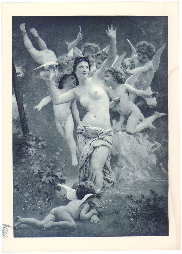Two Rare Antique 1890s Photogravure Nude Prints-Cupids: These are two very scarce VINTAGE large format Victorian-era photogravure erotic prints from the 1893 portfolio "Nude in Art." By Clarence Lansing, published by Haskell Publishing, Boston. Printed usi