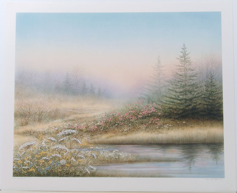 ARNOLD ALANIZ S/N Landscape Print-TWILIGHT REVERIE I: This is a vintage signed amd numbered print titled Twilight Reverie I by Arnold Alaniz. SIZE: Approx. 30" x 25". ------------------------------------------------ We provide in-house shipping.