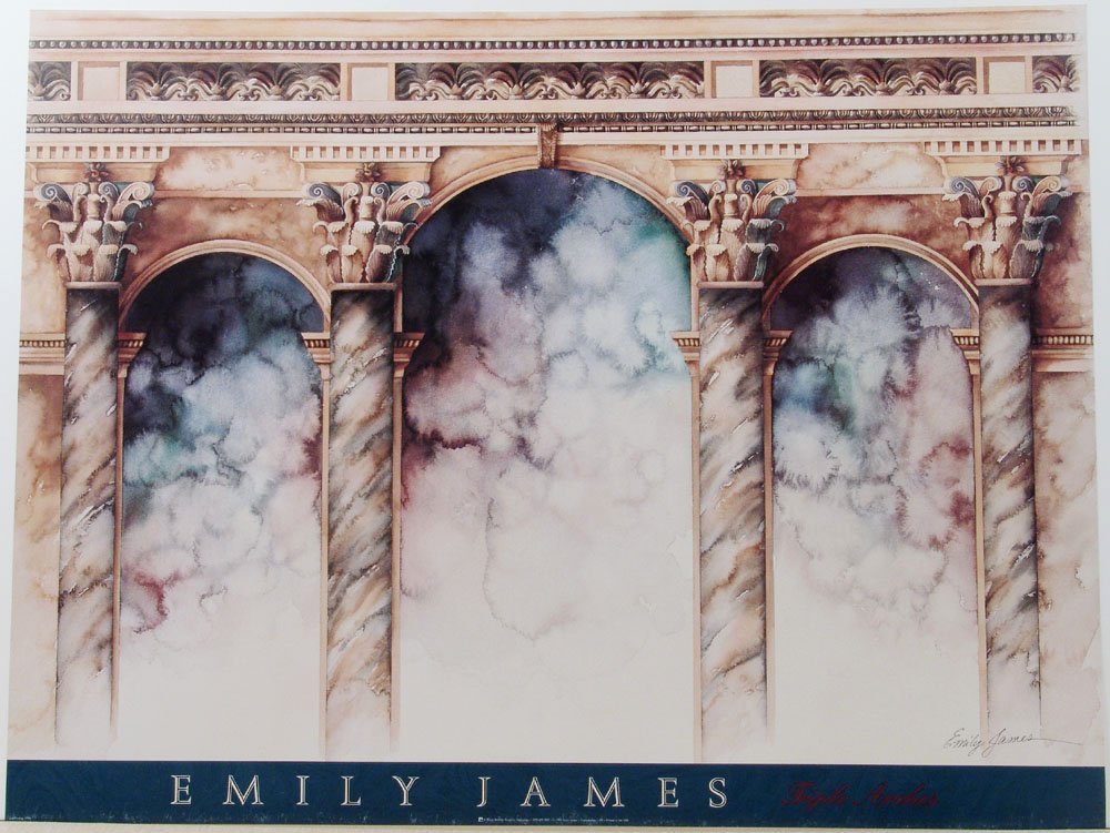 Large Print-TRIPLE ARCHES by Emily James-Marble Columns: This is a large 1994 print by Emily James titled Triple Arches. 2nd printing - 1994. Published by Bruce McGaw Graphics. Printed in USA. SIZE: Approx. 34" x 26". ---------------------------------------