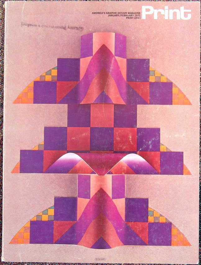 1971 PRINT Mag-Art Deco Revival-Chwast/Milton Glaser: This is a vintage January/February 1971 Print: America's Graphic Design Magazine. Vol. 25, No. 1. Cover design by Milton Glaser. Print showcased the best in American Graphic Design. The publishers use