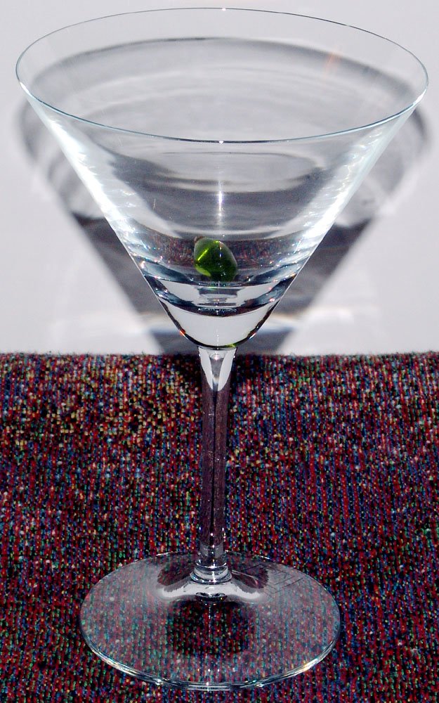 Eight NIB Viol Glass Martini Glasses w Glass Olives: This is a lot of four boxes (one pair of glasses per box) of brand new Viol Glass martini glasses. They were made in the Czech Republic and each glass has a glass olive in the bottom of the bowl. SIZE