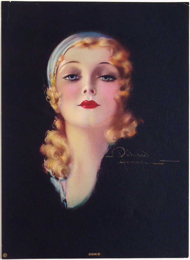 Vintage 1930s Pin-Up HAMMELL Very Deco Blonde DORIS: This is a vintage 1920s/1930s pin-up print by Q. Wilson Hammell titled "Doris." This print is part of a collection of pin-ups and other prints that we acquired recently and will be adding to our catal