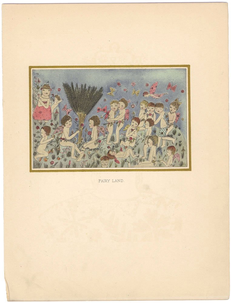 1919 PAMELA BIANCO 'Flora' Fantasy Print FAIRY LAND: This is a vintage children's fantasy print from the 1919 1st edition book "Flora" which grew out of an exhibition of the drawings of 12-year-old Pamela Bianco. The exhibition was held in the Leicester