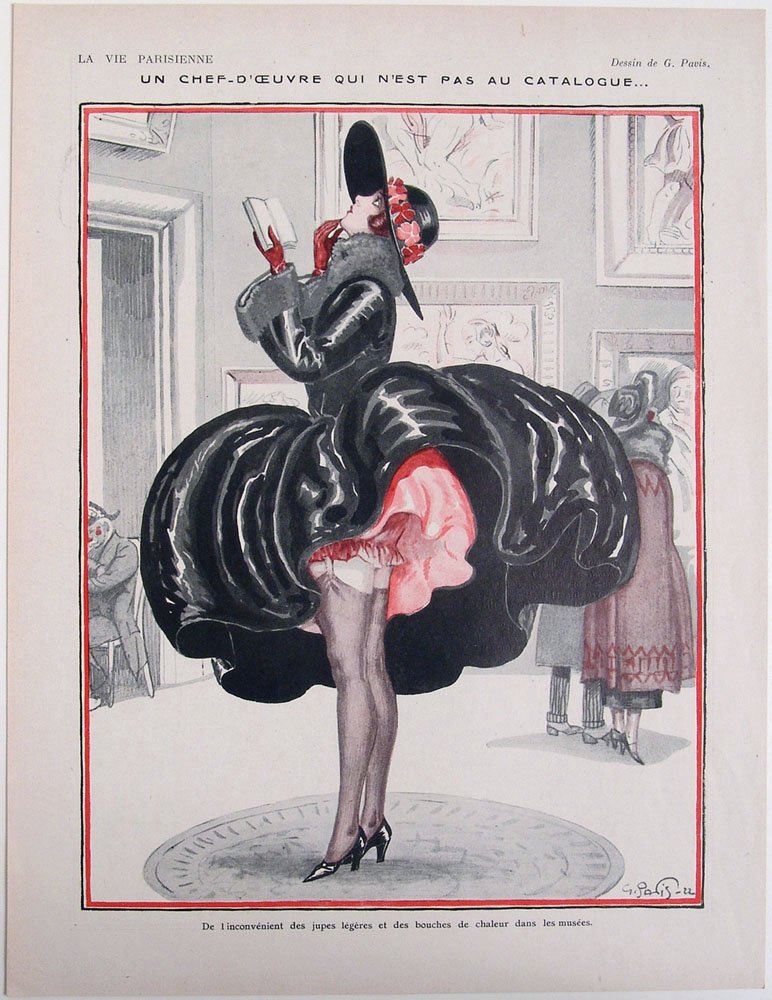 1922 LA VIE PARISIENNE Deco Print STOCKINGS MASTERPIECE: This is an original vintage 1922 print from the erotic French magazine La Vie Parisienne. Titled Un Chef-D'ceuvre Qui N'est Pas au Catalogue (A Masterpiece Work Which is Not in the Catalogue). Illustr