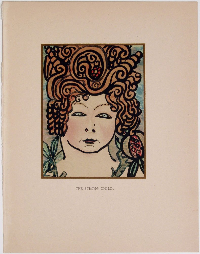 1919 PAMELA BIANCO Flora Fantasy Print THE STRONG CHILD: Excellent condition. The rough left edge is where it was removed from the book.