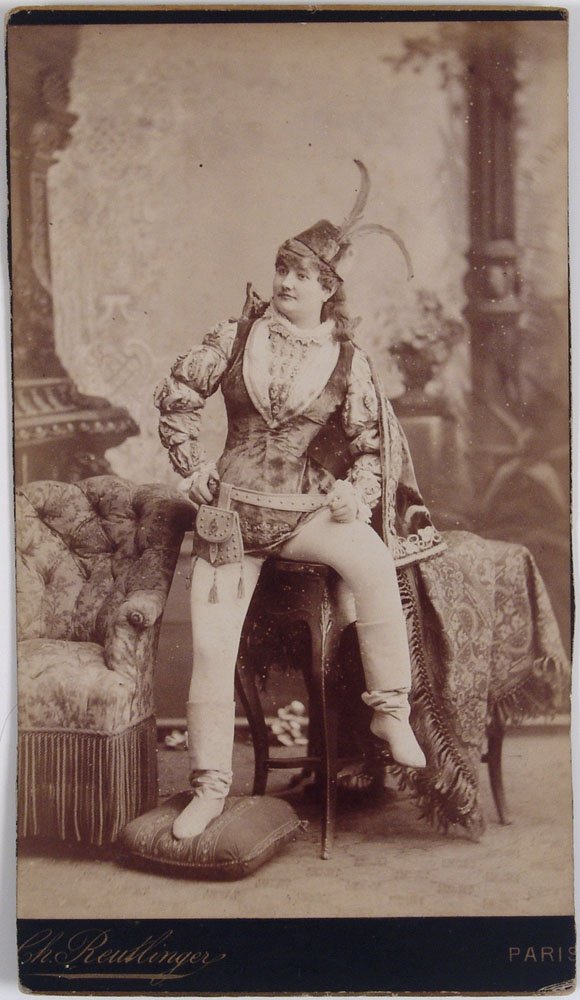 Large c1880s Antique Cabinet Card CH. REUTLINGER, PARIS: This is a circa 1880s antique cabinet card. Photography by the legendary Charles Reutlinger. 21 Boulevard Montmarte, Paris. We believe the subject of the photo was a famous French opera or theatre act